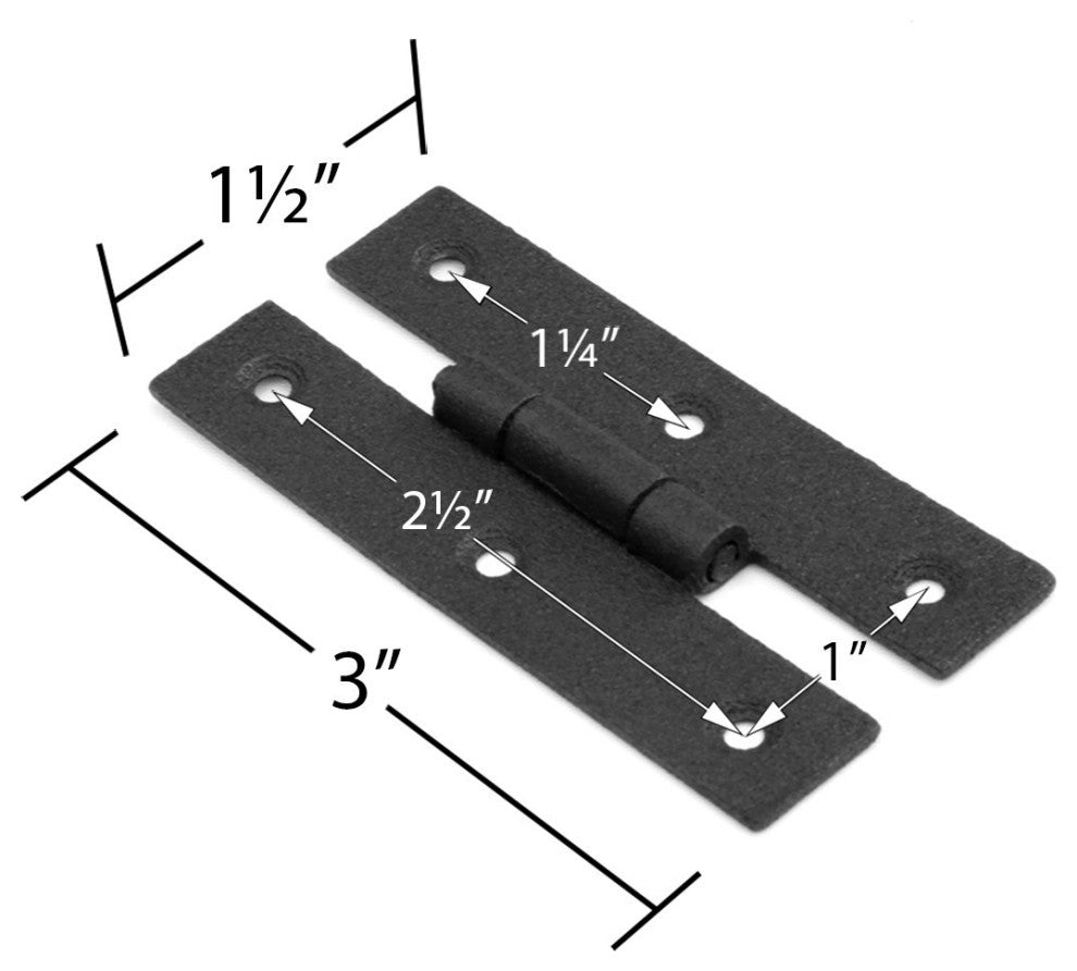 Cabinet Hinge Black Wrought Iron Hinge H Flush 3'' H Pack of 15