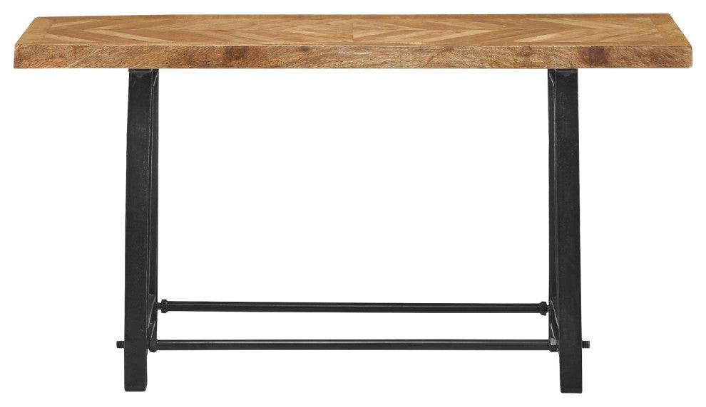 72" Rustic Industrial Style Cast Iron Base Dining Bench Parquet