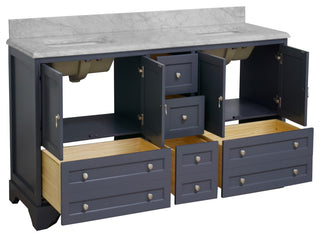 Madison 72" Double Bathroom Vanity, Marine Gray, Carrara Marble
