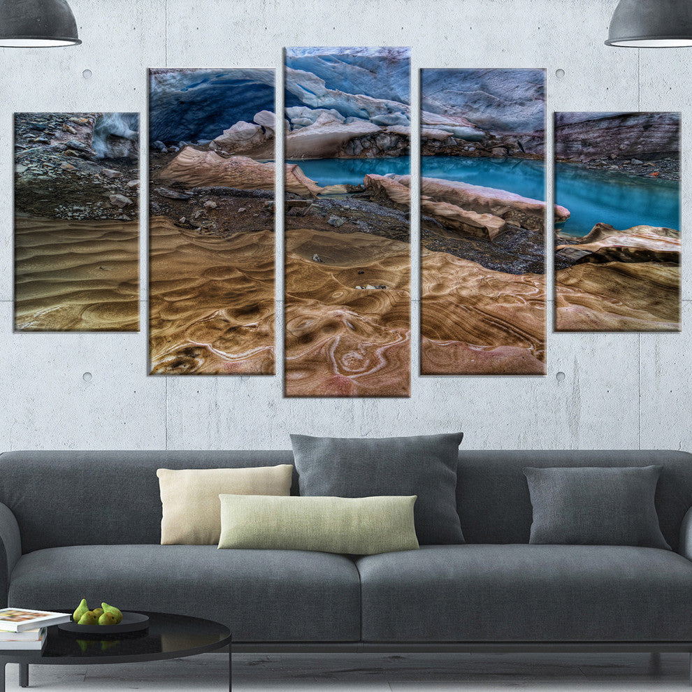 Brilliant Turquoise Melt Pool, Large Landscape Canvas Print, 60"x32", 5 Panels