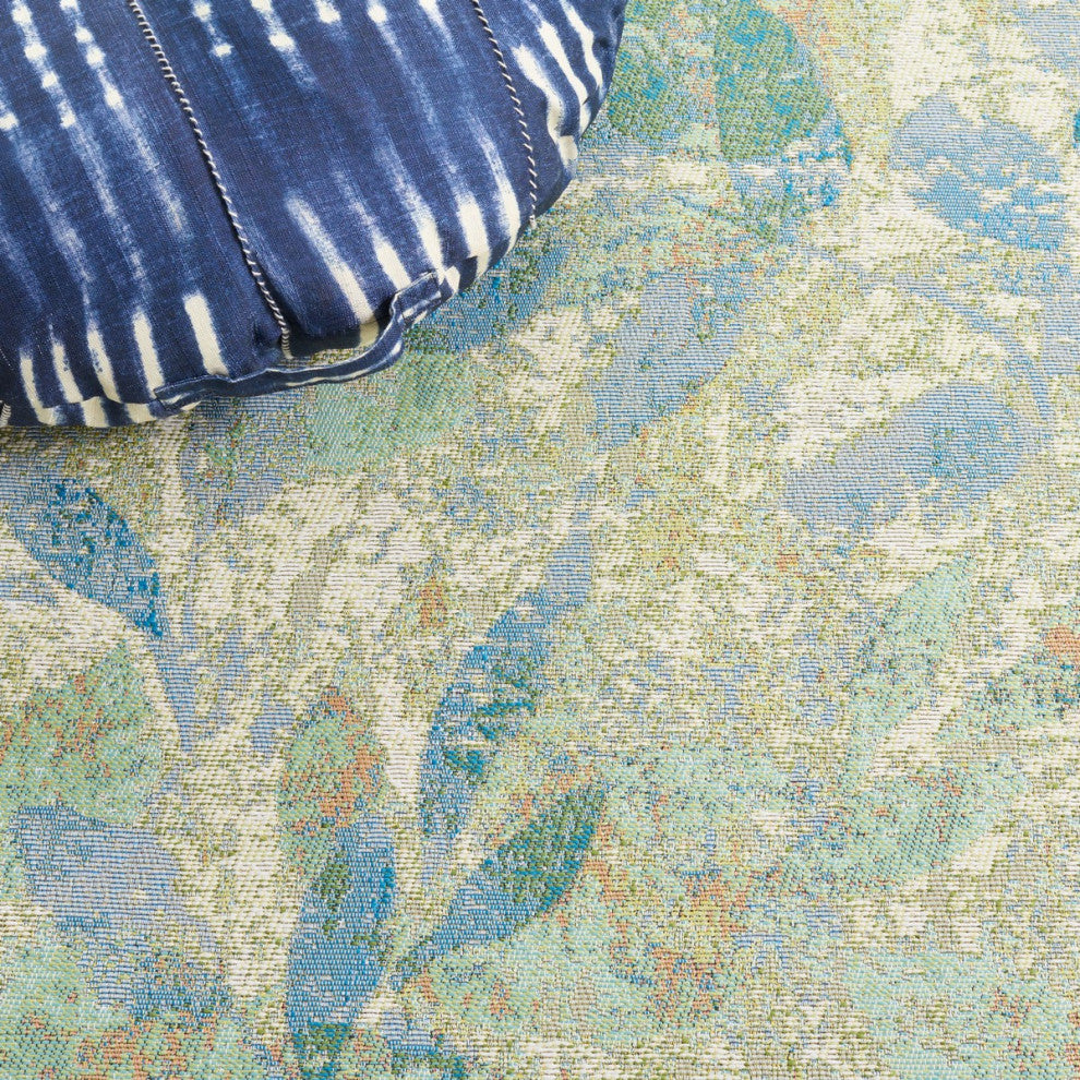 Safavieh Barbados Collection Indoor-Outdoor BAR594 Rug, Blue/Ivory, 8'x10'5"