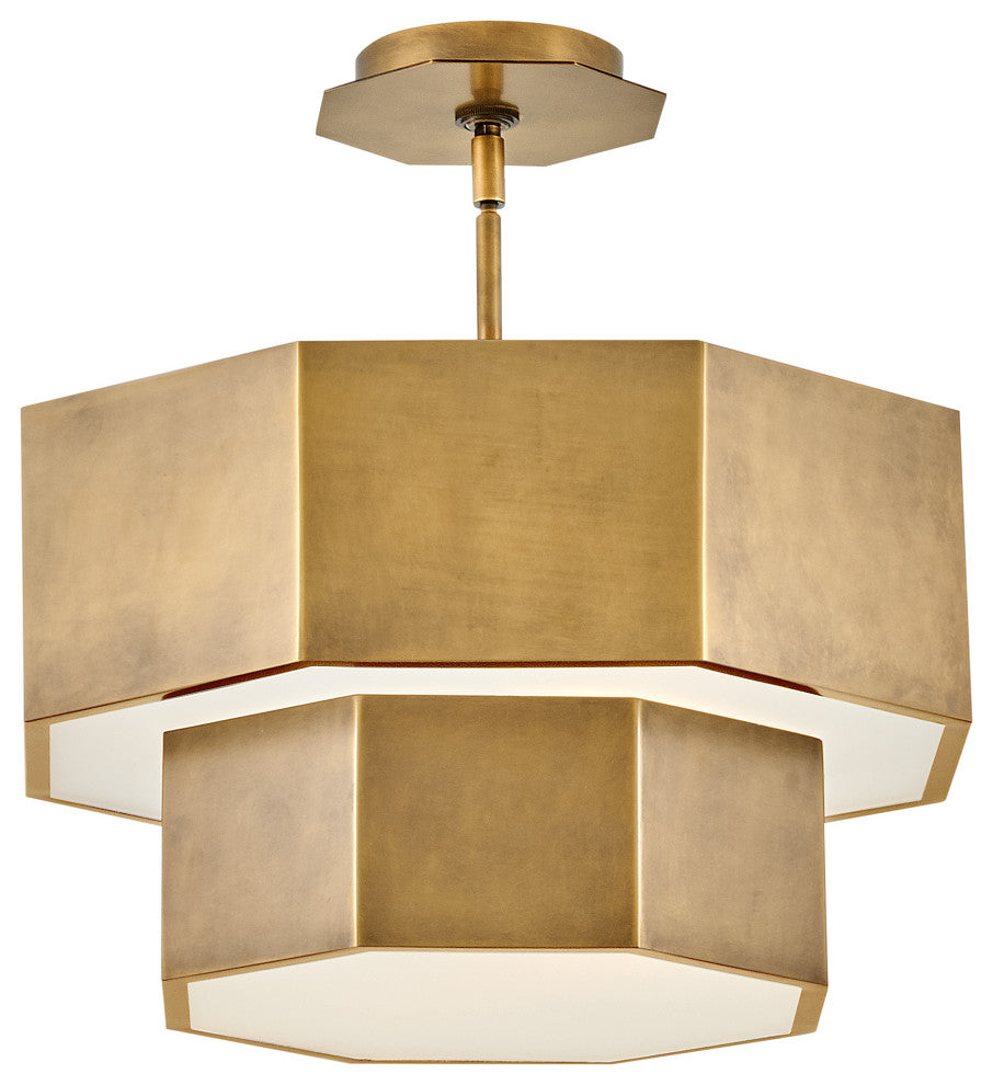 Hinkley Facet Convertible Chandelier, Heritage Brass, 16.5"