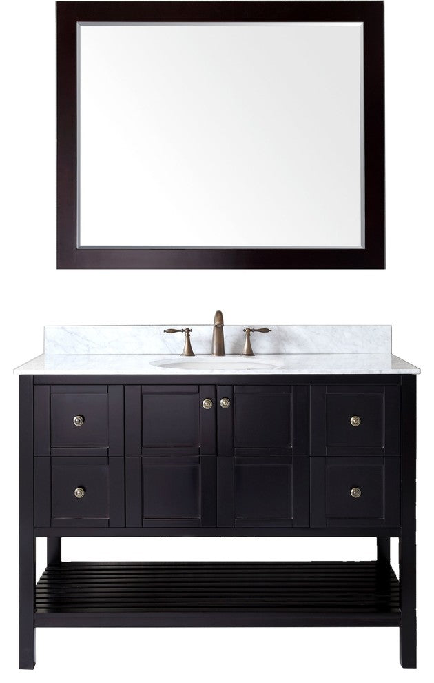 Winterfell 48" Single Bathroom Vanity Set Espresso, Marbel Countertop
