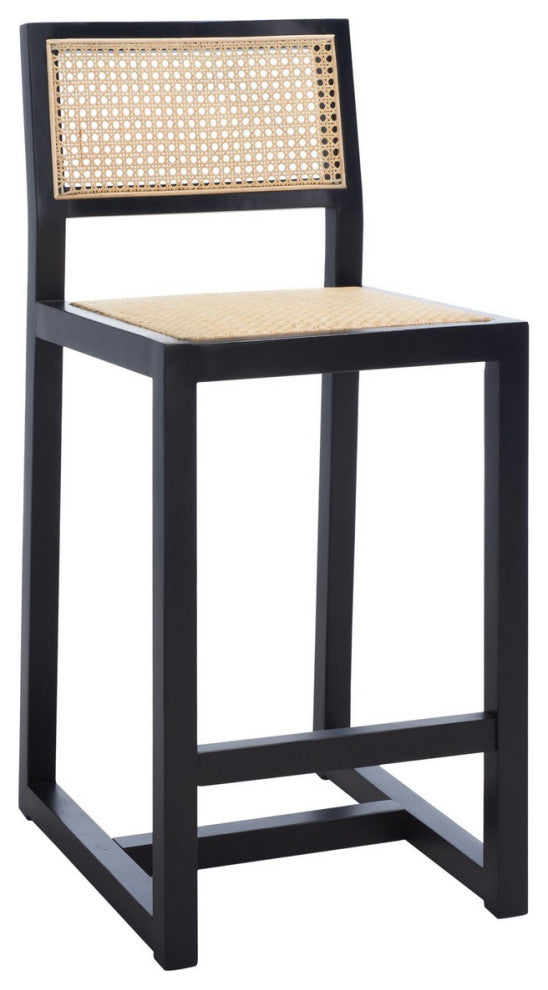 Safavieh Seika Rattan Counter Stool, Black/Natural