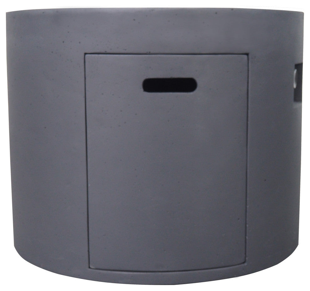 GDF Studio Leo Outdoor 31" Round Light Weight Concrete Gas Burning Fire Pit, Dark Gray