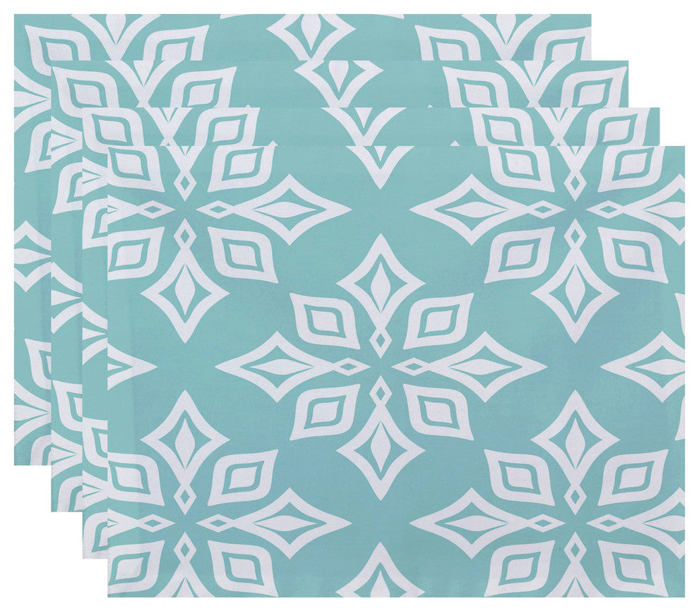 18"x14" Beach Star, Geometric Print Placemat, Blue, Set of 4