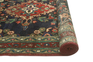 Fine Vintage Distressed Benon Navy/Ivory Runner, 3'8 x 9'11