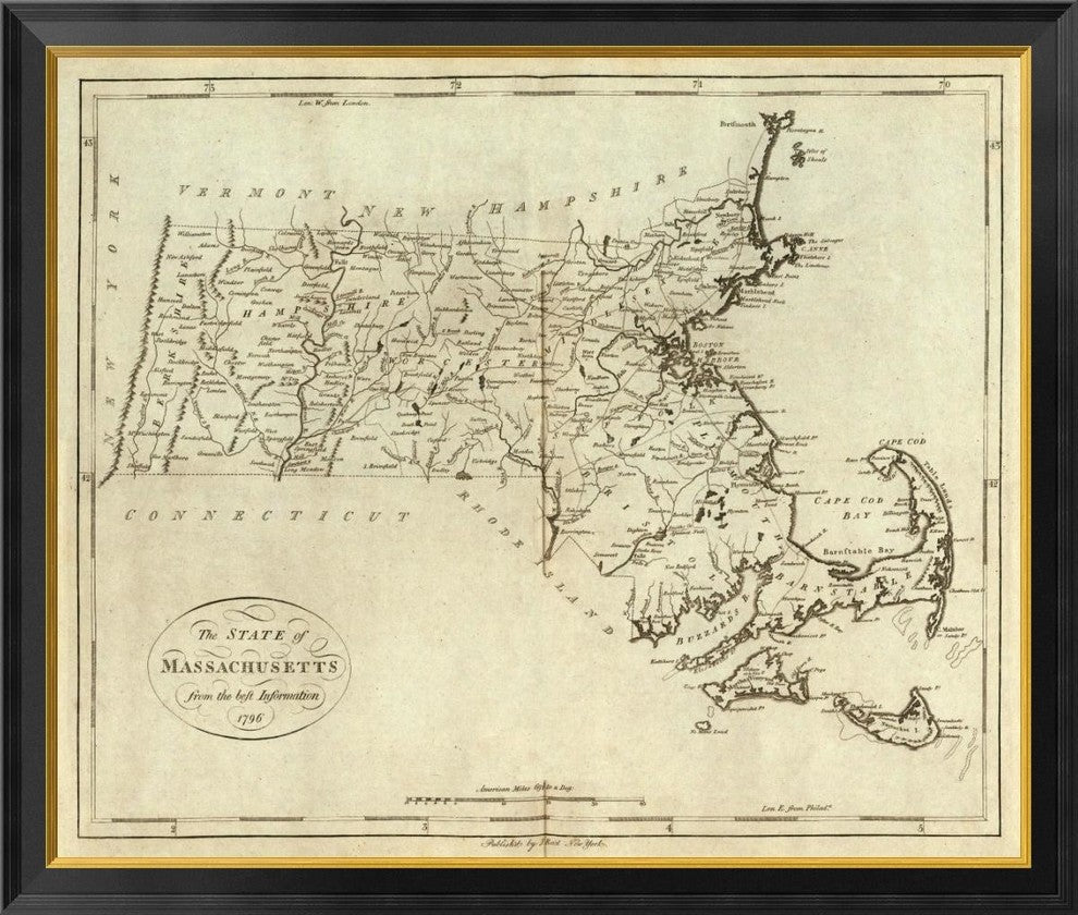 "State of Massachusetts, 1796" Framed Canvas Giclee by John Reid, 40x34"