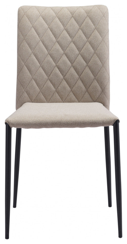 Set of Two Beige Diamond Weave Dining Chairs