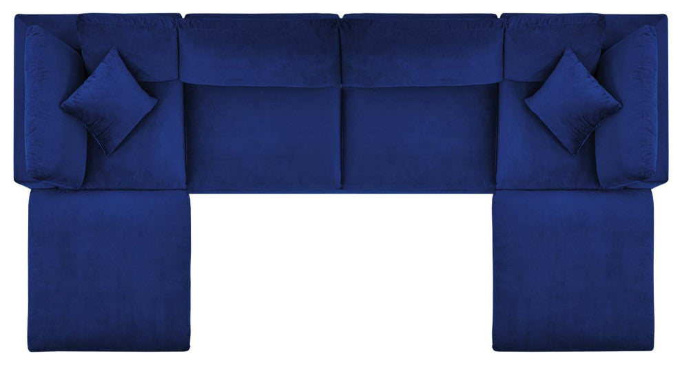 Sectional Sofa Set, Velvet, Blue Navy, Modern, Living Lounge Hotel Hospitality
