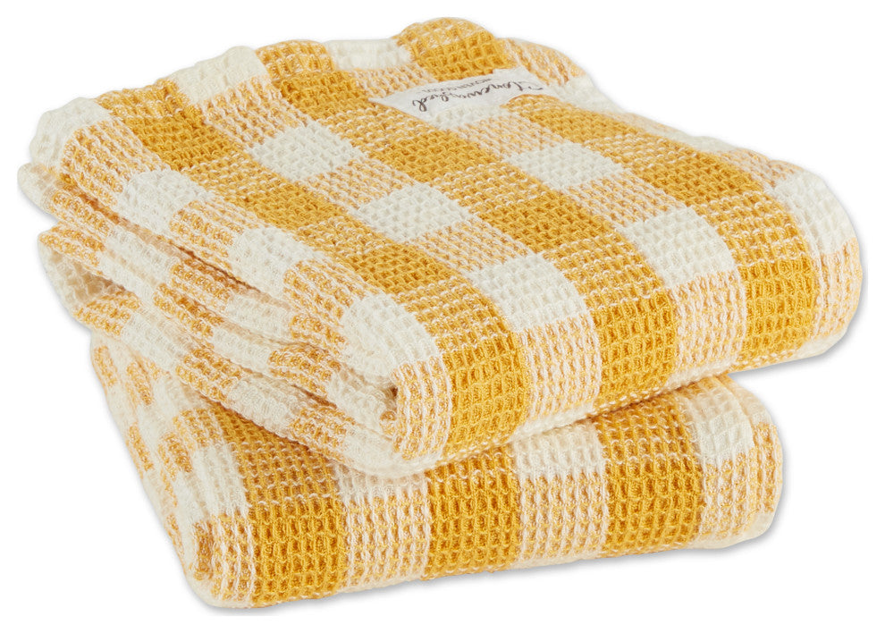 Butterscotch Checker Washed Waffle Dishtowel (Set of 2)