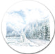 Christmas Winter Happy Panorama, Landscape Round Metal Wall Art, 23"