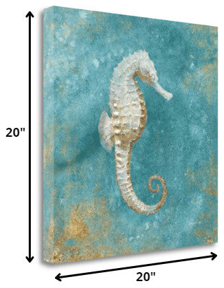 20" Majestic Seahorse in the Deep Blue Giclee Wrap Canvas Wall Art