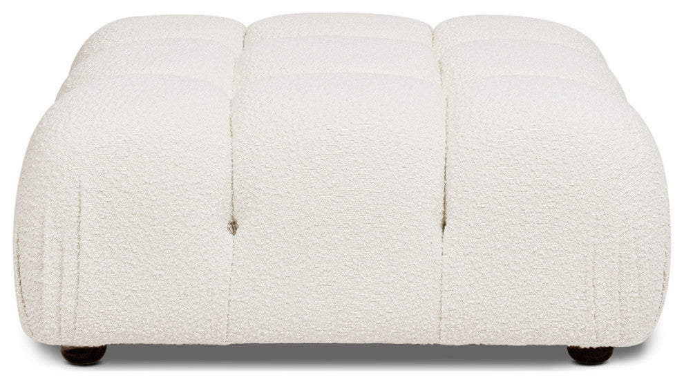 Marcel 36" Modular Tufted Square Cocktail Ottoman, Ivory White Boucle