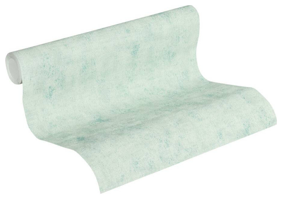 Plain Textured Wallpaper, Random Grainy Spots, 374168, Green Blue, 1 Roll
