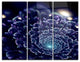 "Dark Blue Abstract Fractal Flower" Digital Metal Wall Art, 3 Panels, 36"x28"