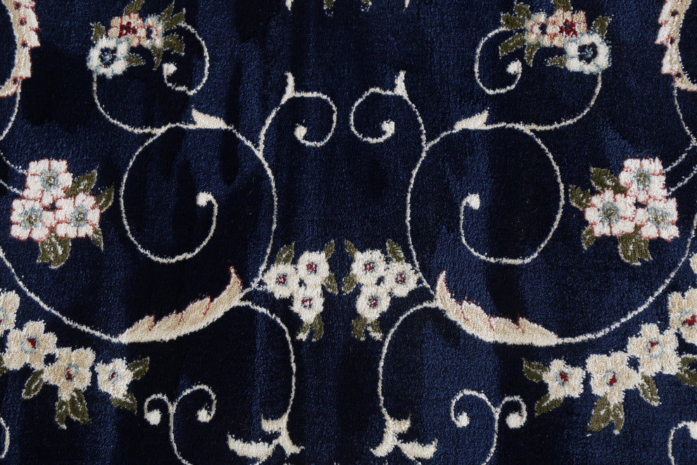 Blue Floral Medallion Transitional Turkish Rug Oriental Carpet 10x10
