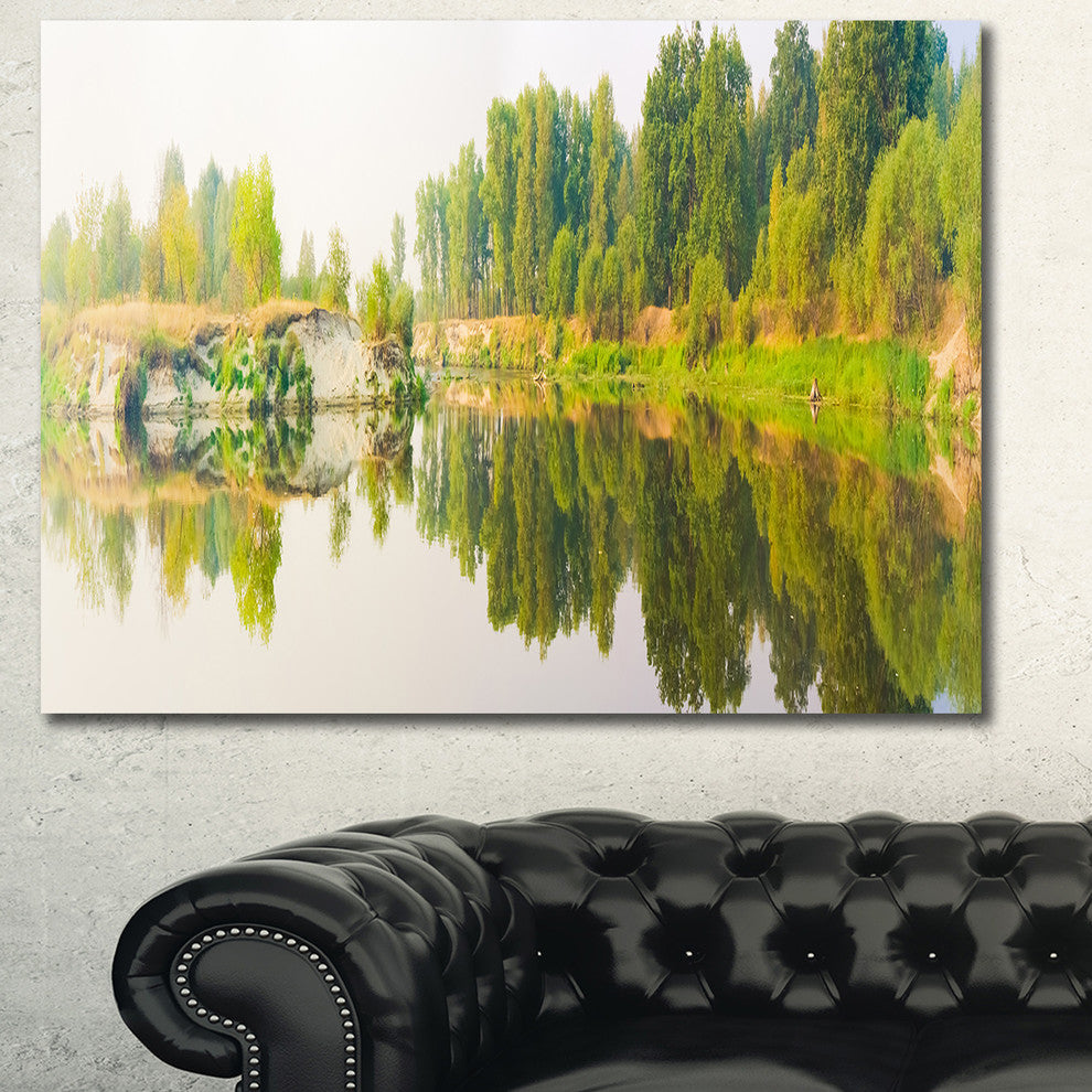 River and Forest Panorama, Landscape Canvas Art Print, 60x40