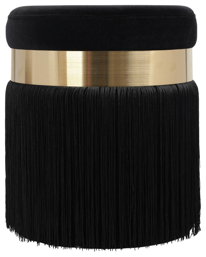 Melody Black Tasseled Ottoman