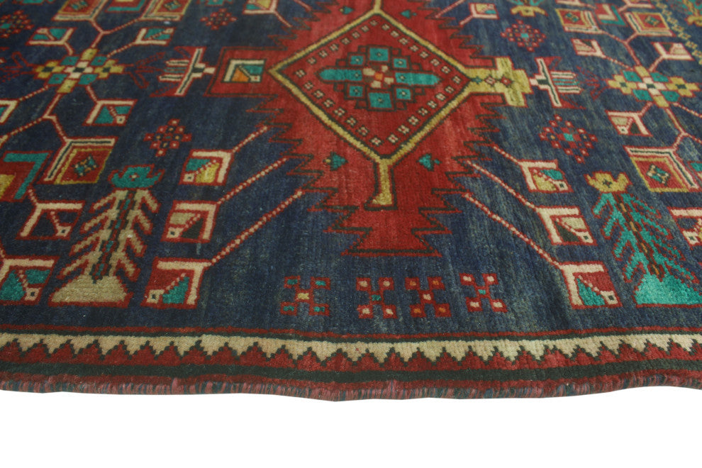 Fine Vintage Distressed Churchil Navy/Red Runner, 2'7x13'9