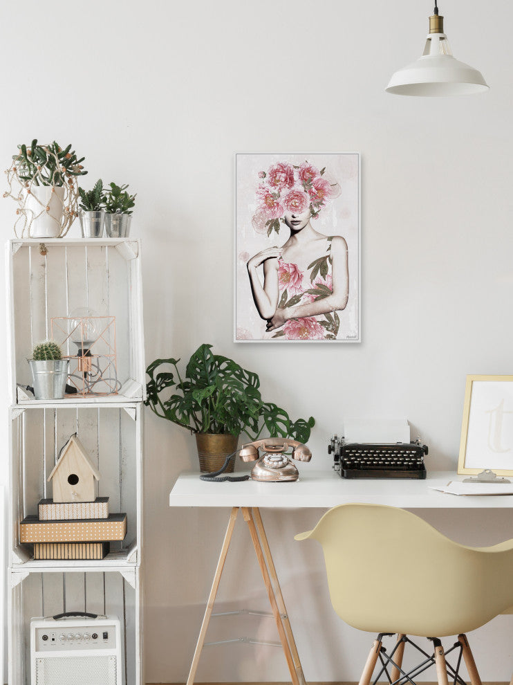 "I Love Flowers" Floater Framed Painting Print on Canvas, 30x45
