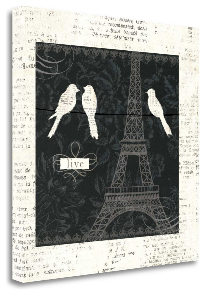 "Love Paris I With Border" By Emily Adams, Giclee Print on Gallery Wrap Canvas