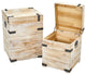 Decorative White Wash Storage Boxes With Metal Detail, 2-Piece Set