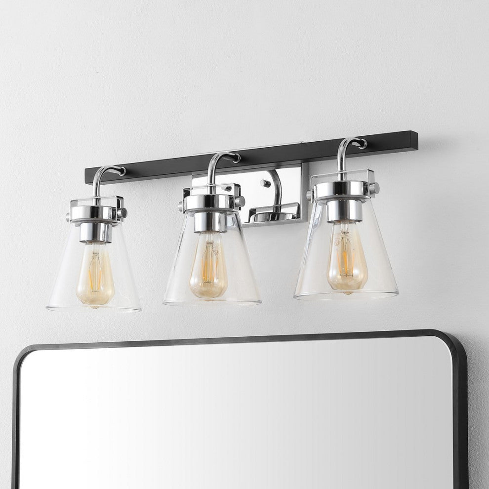 Safavieh Rayney 3Lt 23" Wall Sconce, Chrome/Black