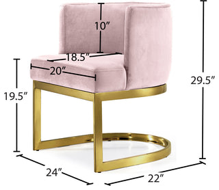 Gianna Velvet Dining Chair, Pink, Gold Base