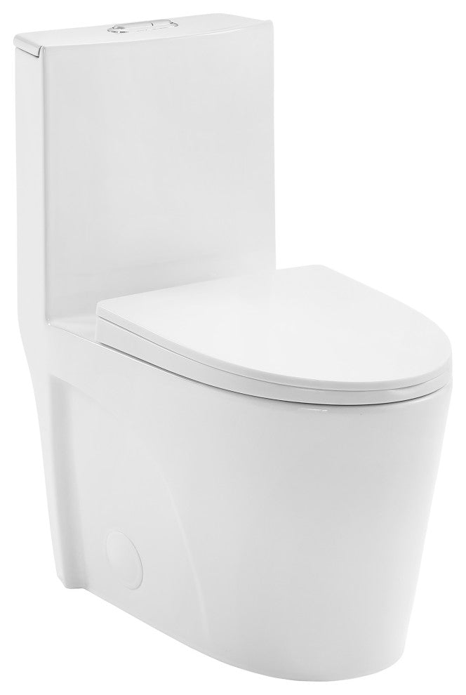 St. Tropez Elongated Toilet, Dual Vortex Flush, Glossy White