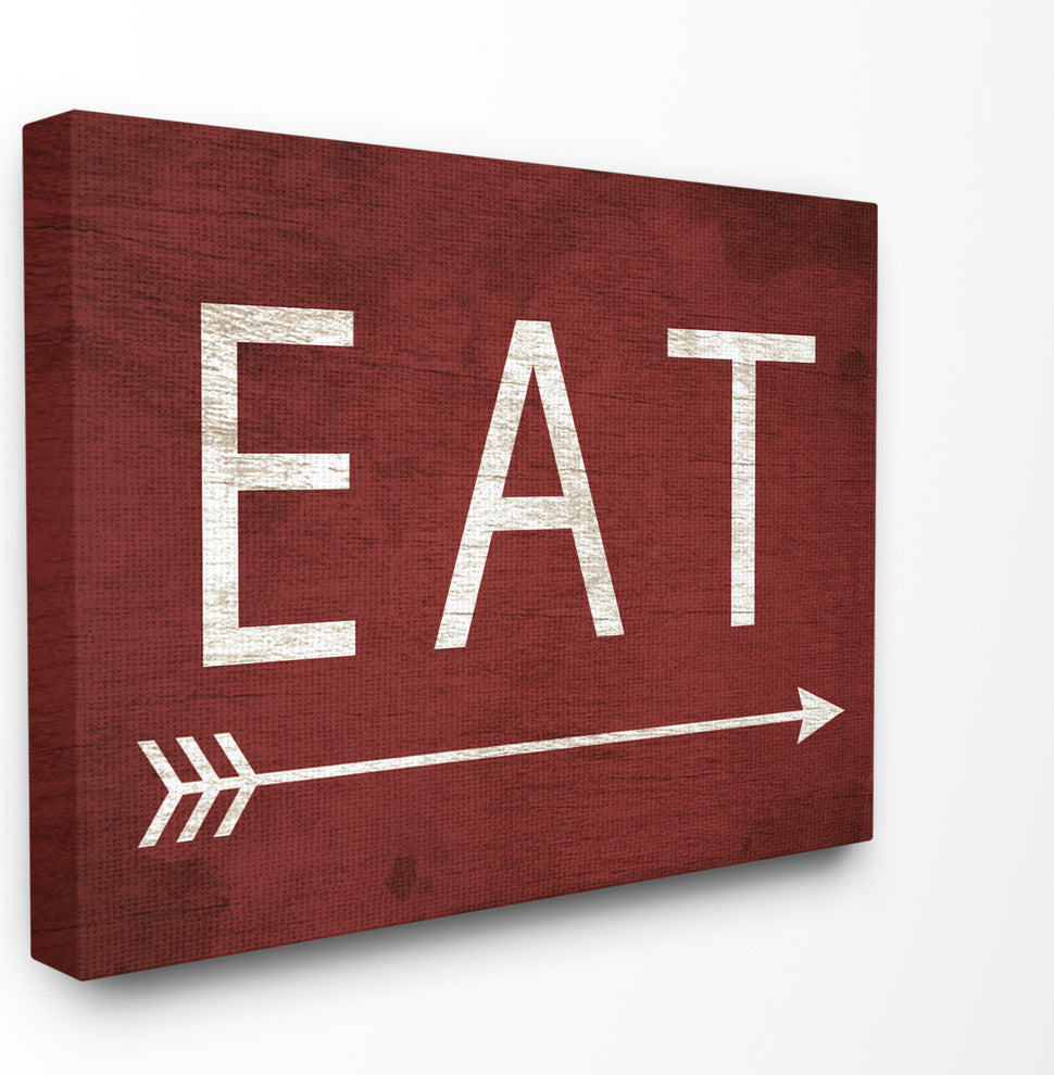 Eat With Arrow Red Stretched Canvas Wall Art, 24x30