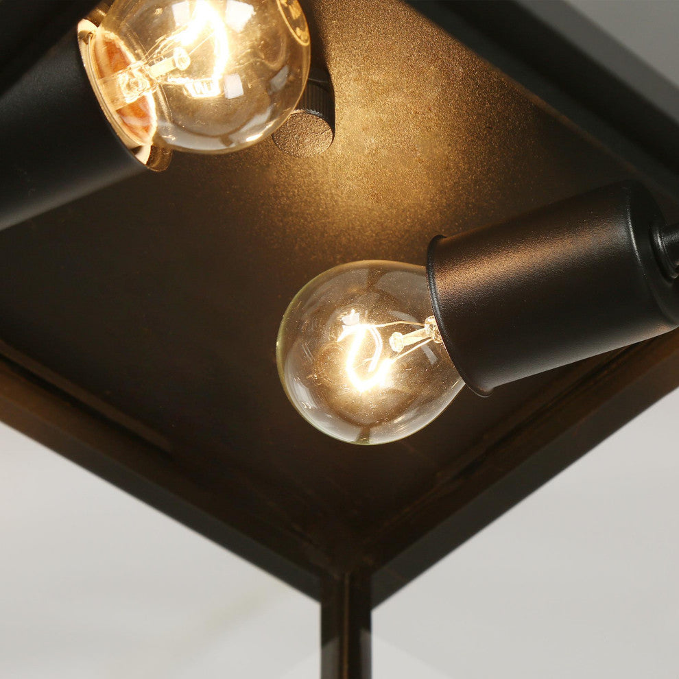 LNC 2-Light 11" Matte Black Square Modern/Contemporary LED Flush Mount Light