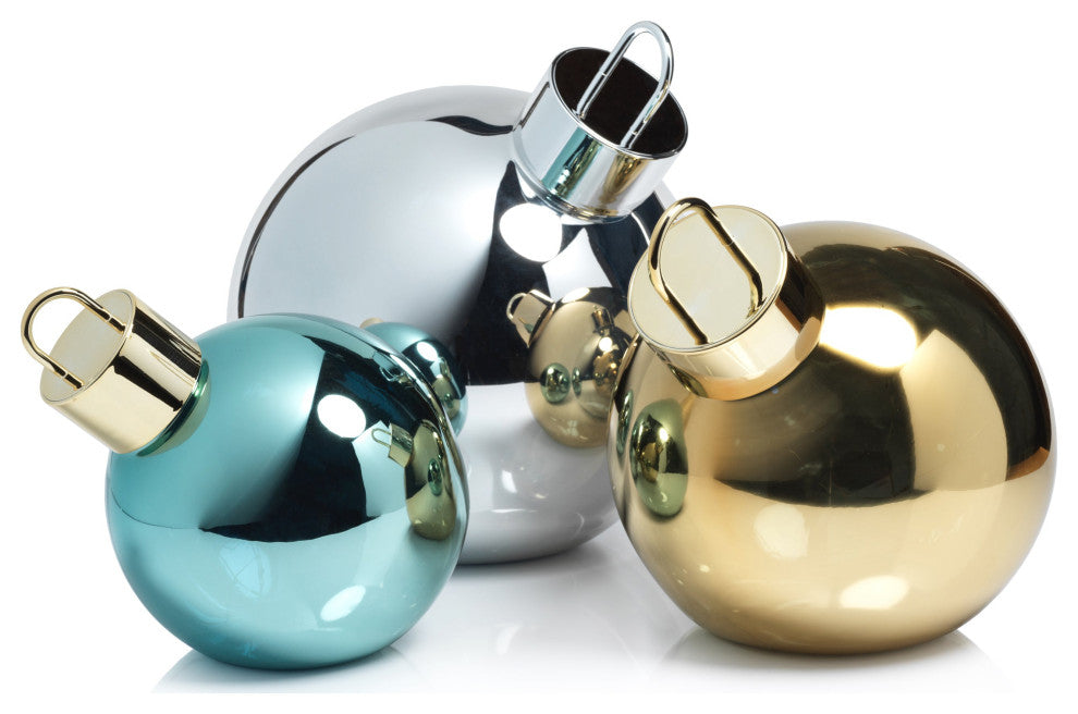 LED Oversized 11.75" Silver Glass Ball Ornament