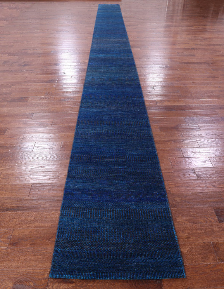 Runner Handmade Super Savannah Gabbeh Wool and Silk Rug 2' 6" X 29' 10" Q11905