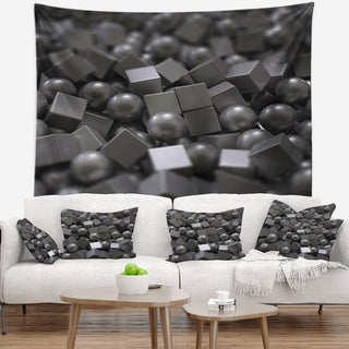 Balls and Cubes 3D Design Abstract Wall Tapestry, 60"x50"