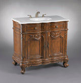 Brown Vanity Sink With White Marble