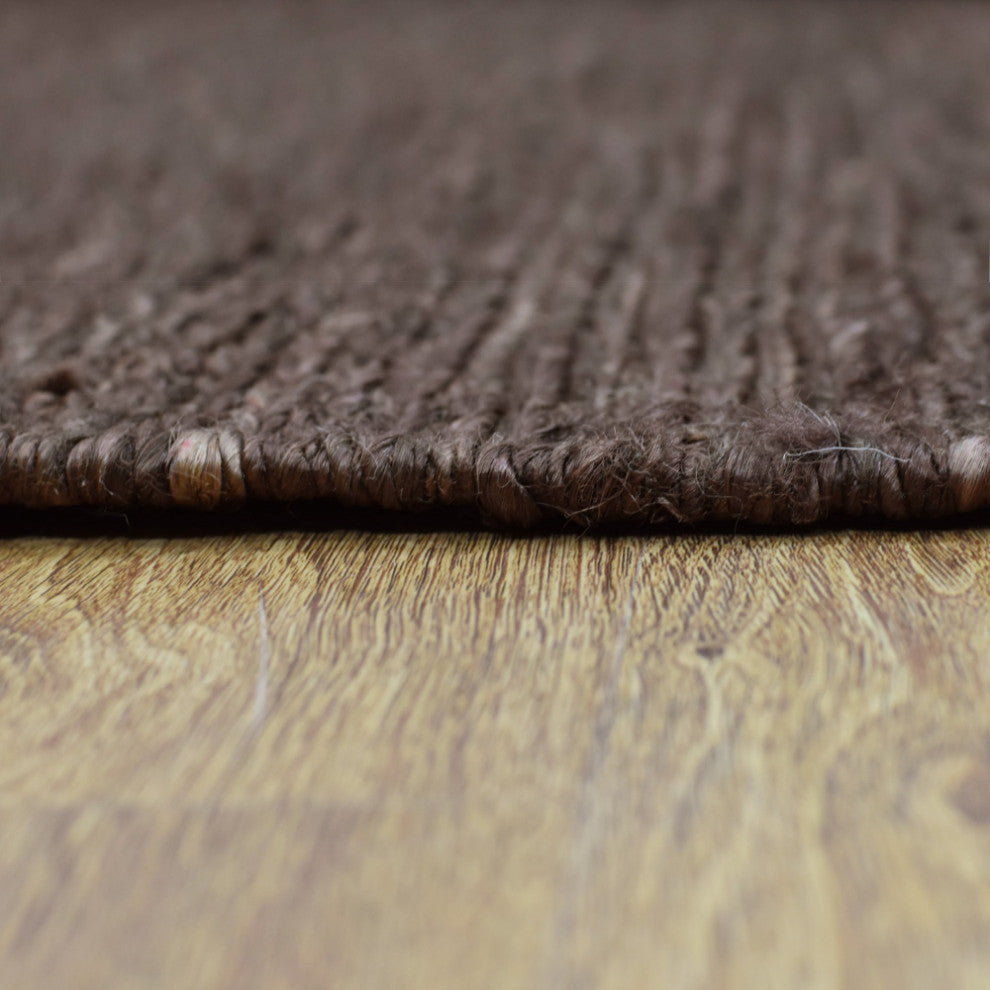 Hand Knotted Sumak Jute Eco-friendly Area Rug Solid Light Brown, [Rectangle] 5'x8'