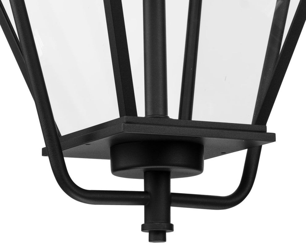 Bradshaw Collection 1-Light Textured Black Clear Glass Outdoor Hanging Lantern