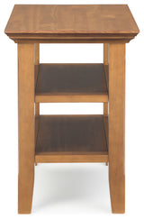 Acadian Solid Wood 14" Wide Rectangle Narrow Side Table In Light Golden Brown