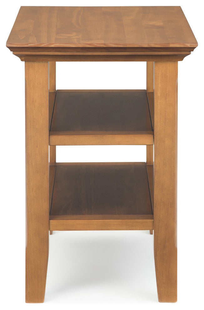 Acadian Solid Wood 14" Wide Rectangle Narrow Side Table In Light Golden Brown