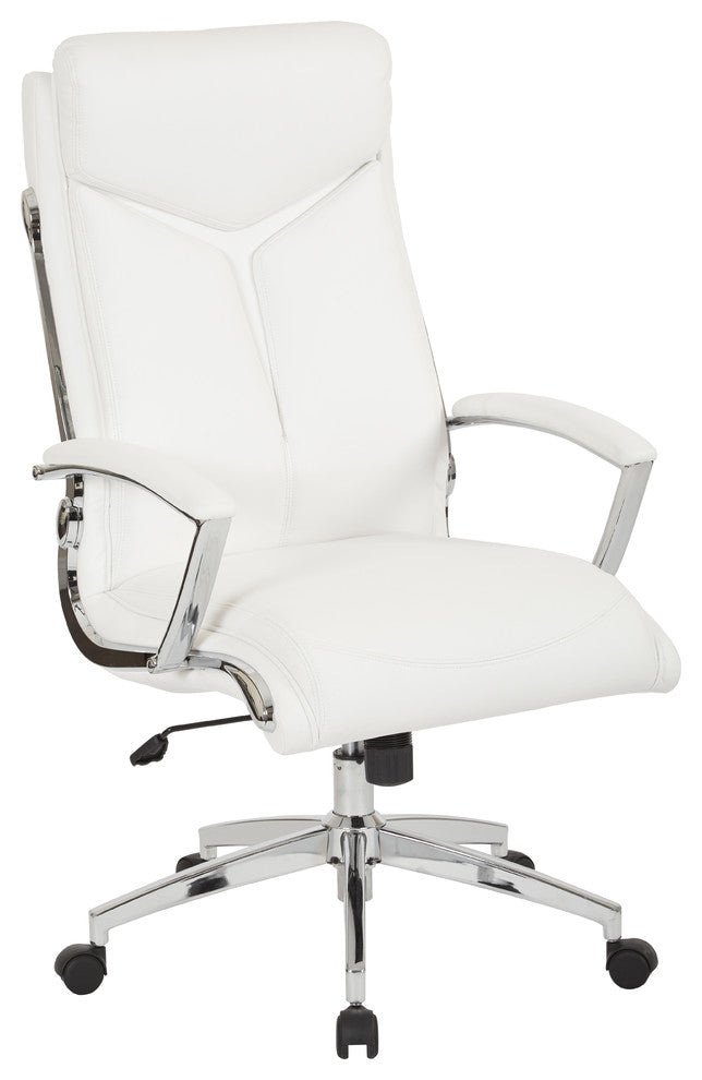 Executive Faux Leather High-Back Chair, White