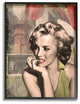 Thinker's Red Lips Glam Fashion Illustration Framed Giclee Art, 16"x20"