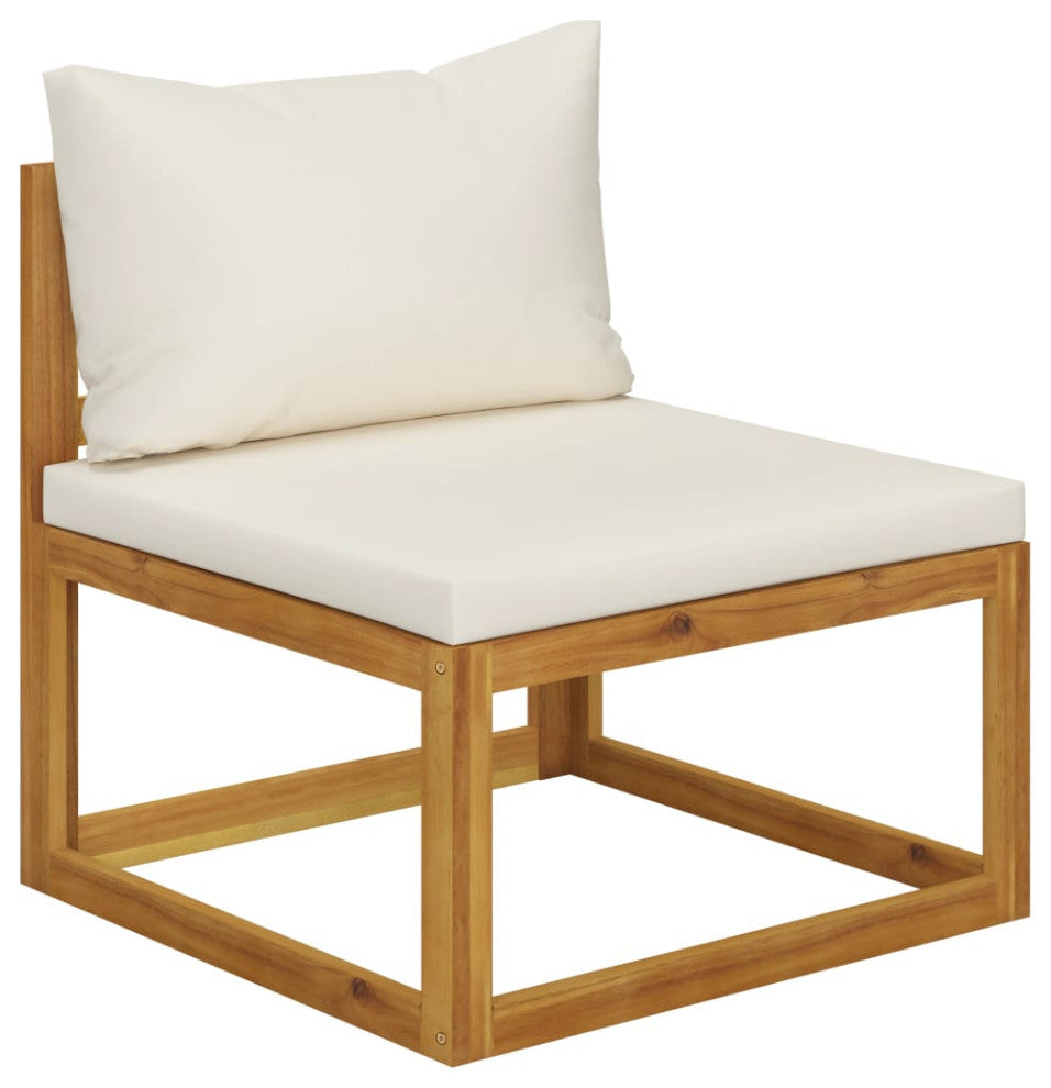 vidaXL 3 Piece Patio Lounge Set With Cream Cushions Solid Acacia Wood
