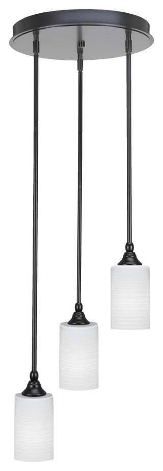 Empire 3-Light Cluster Pendalier, Matte Black/White Matrix
