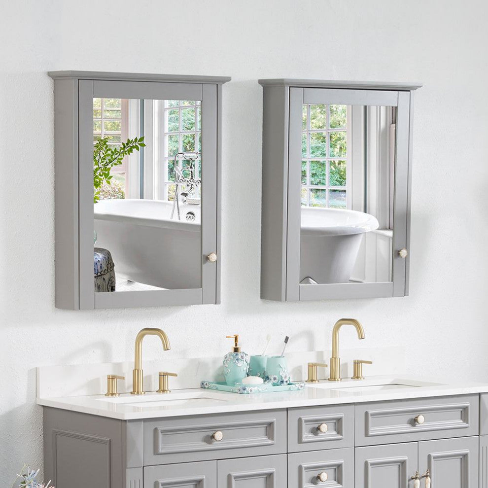 60 In Bath Vanity Set with 2 Mirror Cabinets, Quartz Top, 2 cUPC Certified Sinks, Titanium Grey
