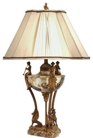 Lipshell Inlaid Urn Lamp On Tripod Base