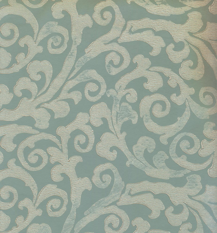 TRELLIS - Traditional Color Green, Beige Wallpaper Sample