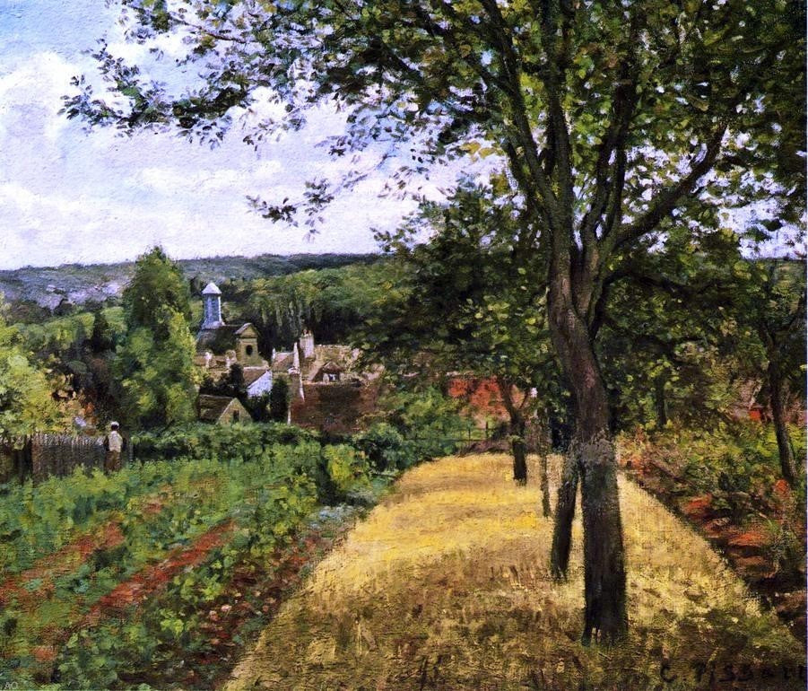 Camille Pissarro Orchards at Louveciennes, 20"x25" Wall Decal