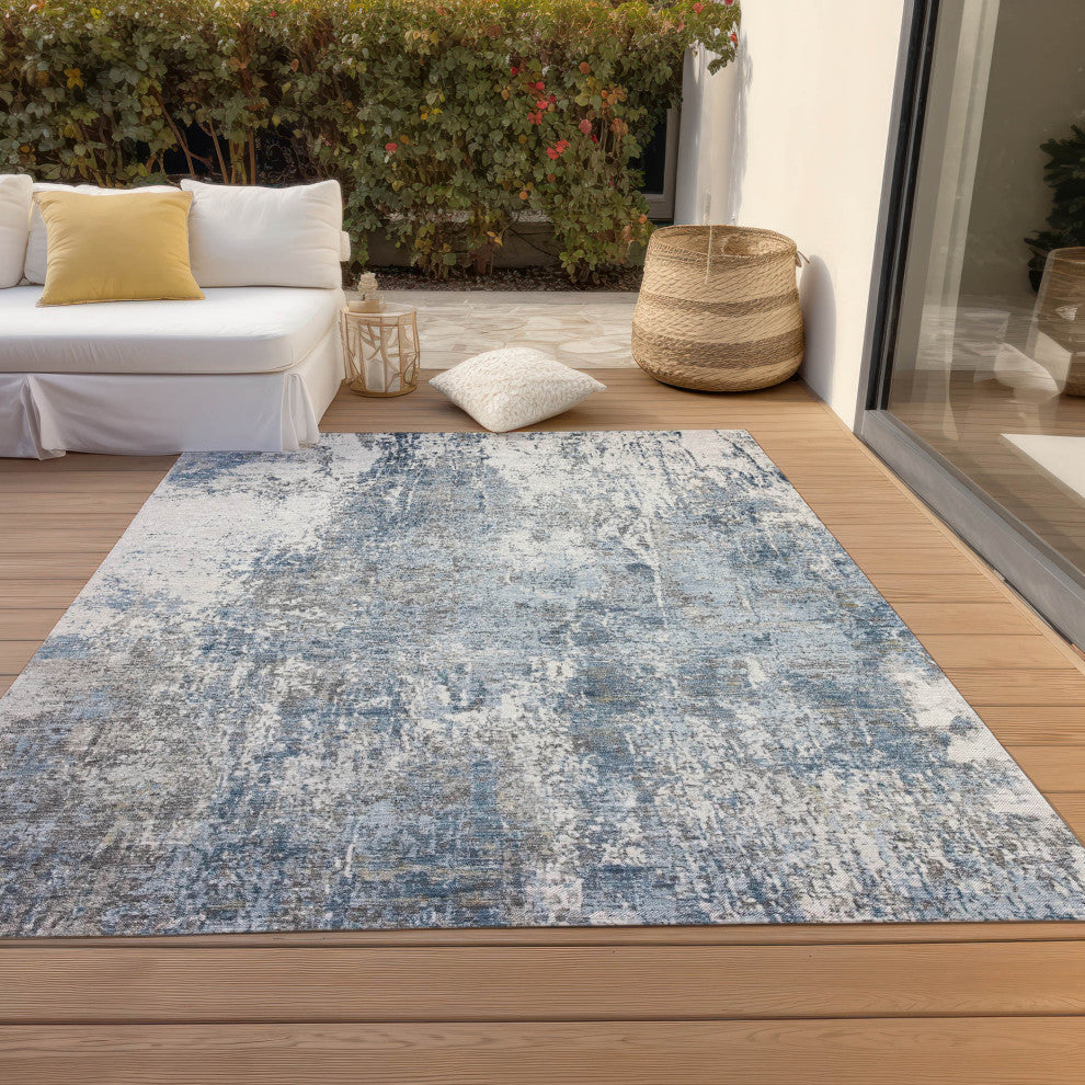 Machine Washable Indoor/Outdoor Chantille ACN1765 Blue 8' x 10' Rug