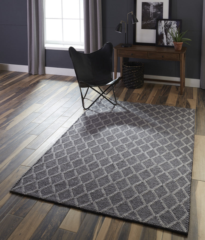 Momeni Andes Wool and Viscose Hand Woven Charcoal Area Rug, 7''9"x9''9"